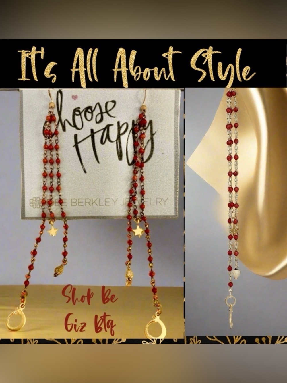 Designer Dee Berkley™ Gemstone Red Quartz Dangle Earrings